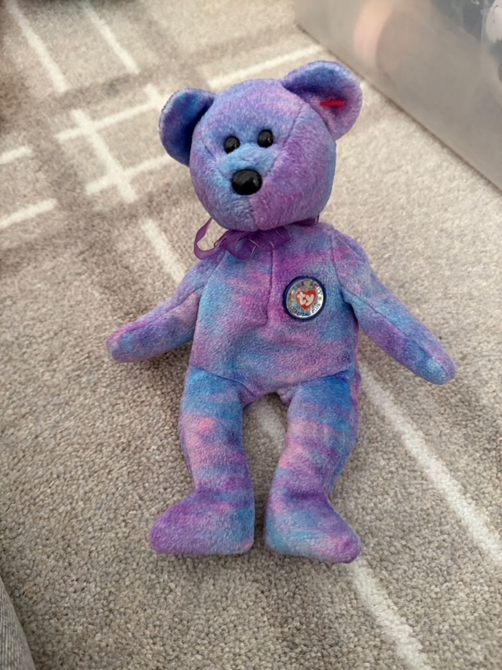 RARE Club IV Ty Tie-Dye Besnie Baby Collectible Bear - Purple & Blue